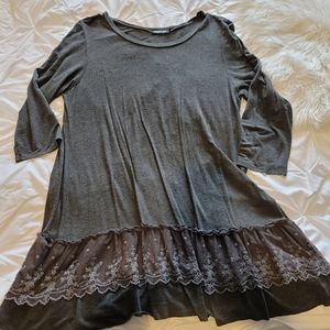 Boutique long shirt dress with lace embellishments